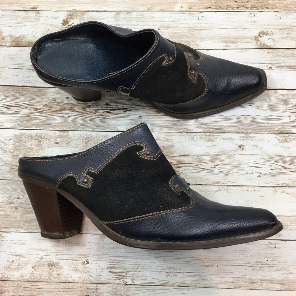 FSC Vintage Leather Cowboy Boot Mules Size 9